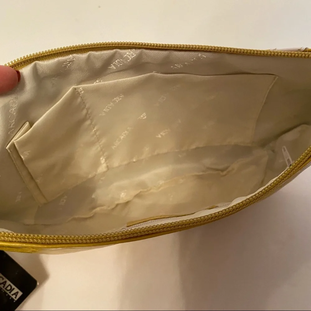 ARCADIA NEW NWT BAG SHOULDER YELLOW LEATHER ITALY ZIP TOP